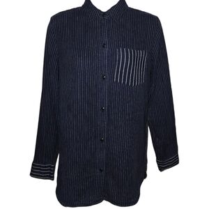 Madewell Classic Ex Boyfriend Stripe Mix Collared Button Down Long Sleeve Top